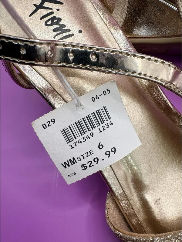 Fioni Women's Gold Glitter Strappy Sandals Buckle Wedge Adjustable Strap 6 - Image 6