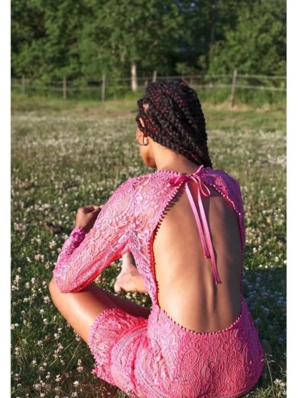 For Love & Lemons Emerie pink lace mini dress new nwt - Image 4