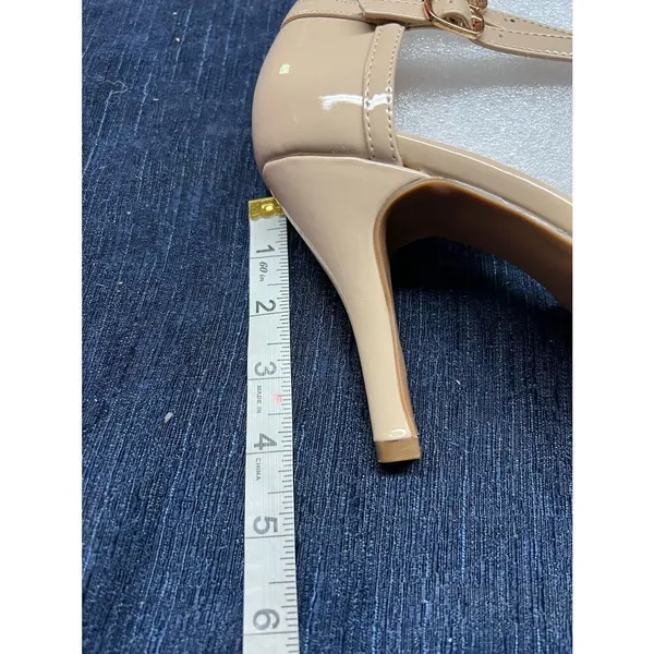 Dream Paris Office-02 Mary Jane Double Ankle Strap Heels Sz 9.5 Nude/Pat NIB - Image 8