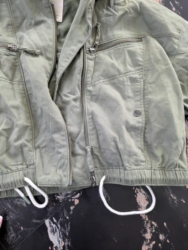 NWT Pilcro By Anthropologie Olive Moto Jacket Size XL - Image 3
