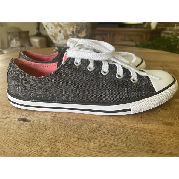 Converse All Star Low Top Sneakers Black Denim with Pink Interior Women’s Sz 6 - Image 3