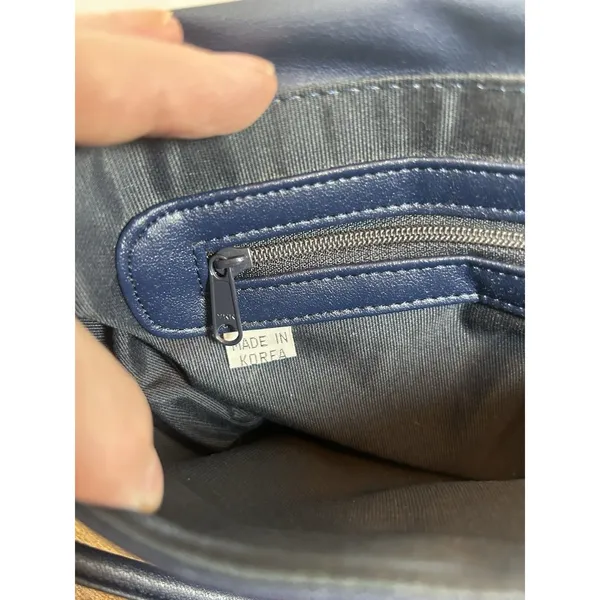 Vintage Navy Blue Shoulder Bag Clutch Purse Korea Snap Closure Retro Handbag Mod - Image 4