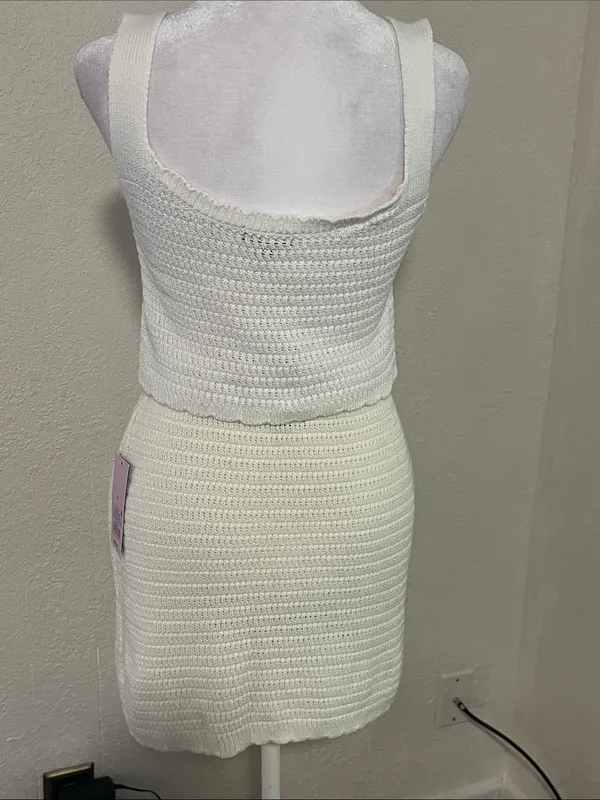 wild fable White Crochet Two-Piece Skirt Set with Red Floral Embroidery - Image 4