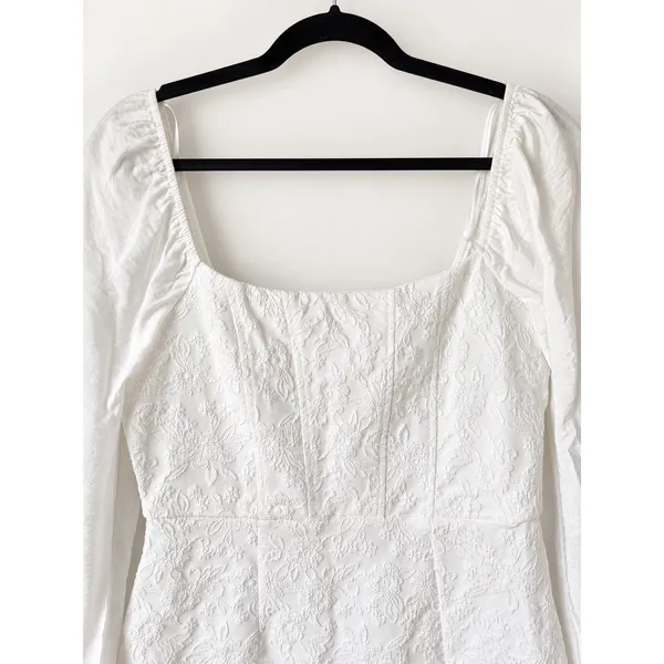 Francesca's Mini Dress Women M White Floral Lace LS Slit Romantic Feminine NWT - Image 3