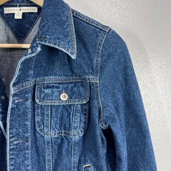 Vtg. 2003 Tommy Hilfiger Denim Jean Jacket Classic Blue Cotton Button‎ Up Medium - Image 7