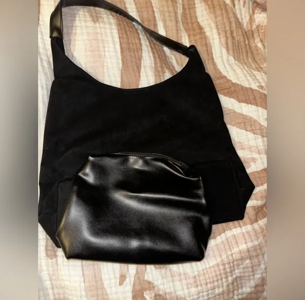 New Faux Suede Slouchy Hobo Bag & Pouch Multiple: Color: Black, Faux Suede Bag No refunds or cancellations - Image 3