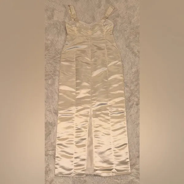 NEW REFORMATION Willy satin cream sleeveless gown Sz 8 - Image 5