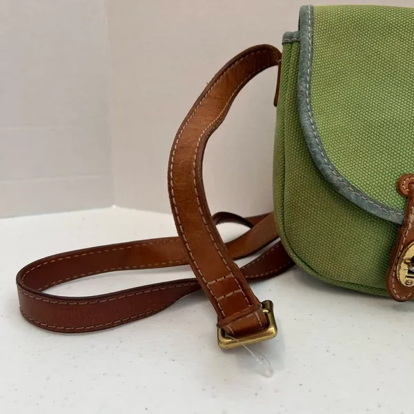 Fossil Austin Flap Bag Messenger Green Leather Adjustable Crossbody - Image 2