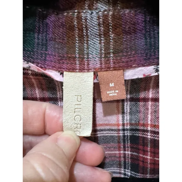 ANTHROPOLOGIE PILcro WOMENS PATCHWORK BOHO TOP SHIRT PLAID WESTERN Size‎ Medium - Image 8