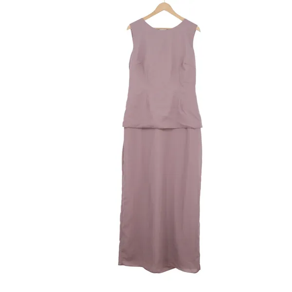 Mauve Two Piece Maxi Dress Set Ruched Sleeve Jacket Formal Wedding Guest Size 12 - Image 3