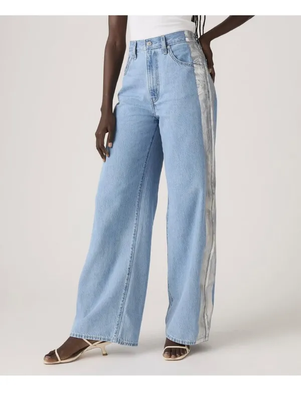NWT Levi's Women's Blue Cinch Baggy Jeans With Foil Panel 25X31 - Image 4