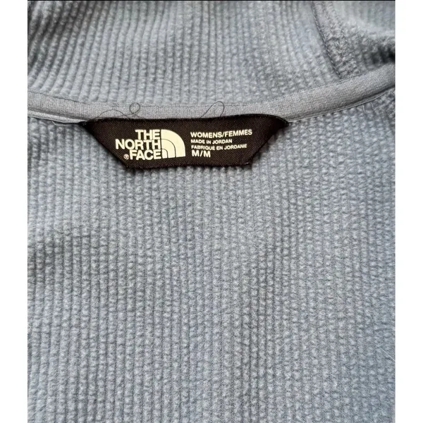 The North Face Womens‎ Blue Gray Full Zip Ribbed Fleece Hoodie Jacket Size M - Image 3