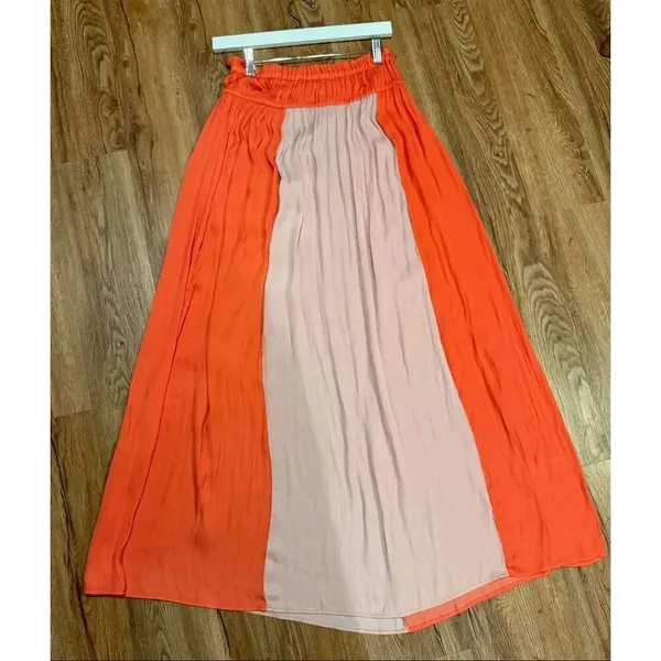 Anthropologie Current Air colorblock smocked waist high rise maxi skirt sml - Image 5