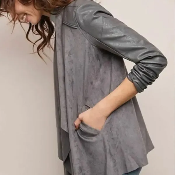 Anthro Blank NYC  grey draped velour jacket - Image 9