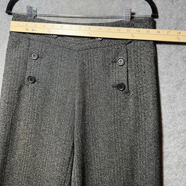 Max Studio Herringbone Sailor Wide Leg Pants Black White Button Front Size‎ 4 - Image 2