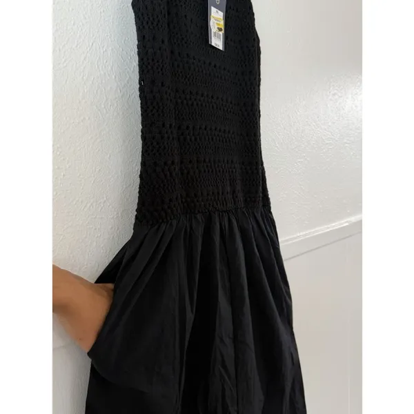 Universal Thread Black Crochet Knit Midi Dress Sleeveless Boho Coastal NWT XS - Image 8