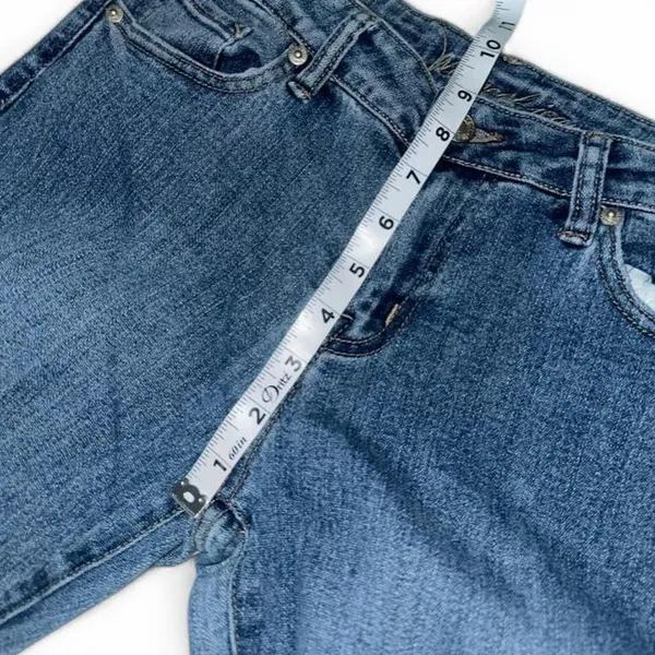 Y2K Medium Wash Blue Denim Flare Jeans Vintage Wet Seal Boot Cut Flares 4/6 - Image 6