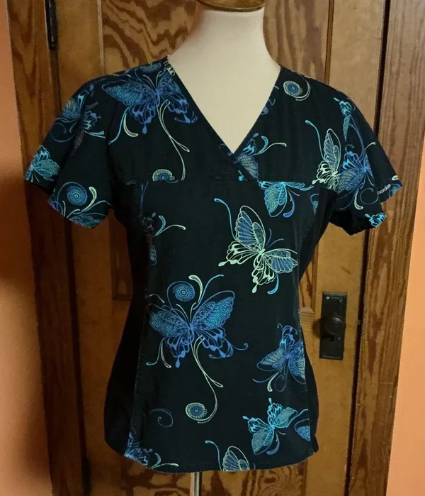 Vintage 90s Cherokee Butterflies V neck top - Image 6