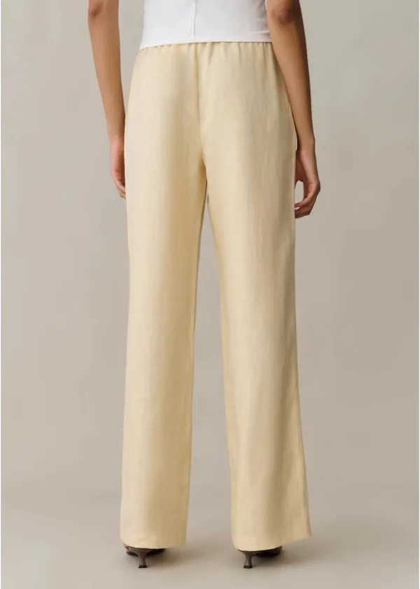 Caara Butter Yellow Linen Pants Size XS - Image 4