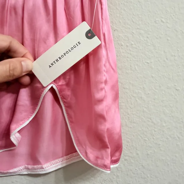 Anthropologie Pink Rose‎ Satin Smocked Waist Shortie Shorts Size XXS NWT - Image 5