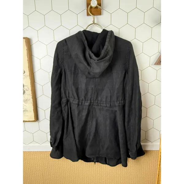 Free People Lightweight Black Slouchy Full Zip Hooded Jacket - Size - XS - Image 2