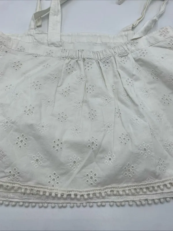 Aerie White Eyelet Cropped Tie Strap Summer Beach Cottage Core Tank top Small - Image 5