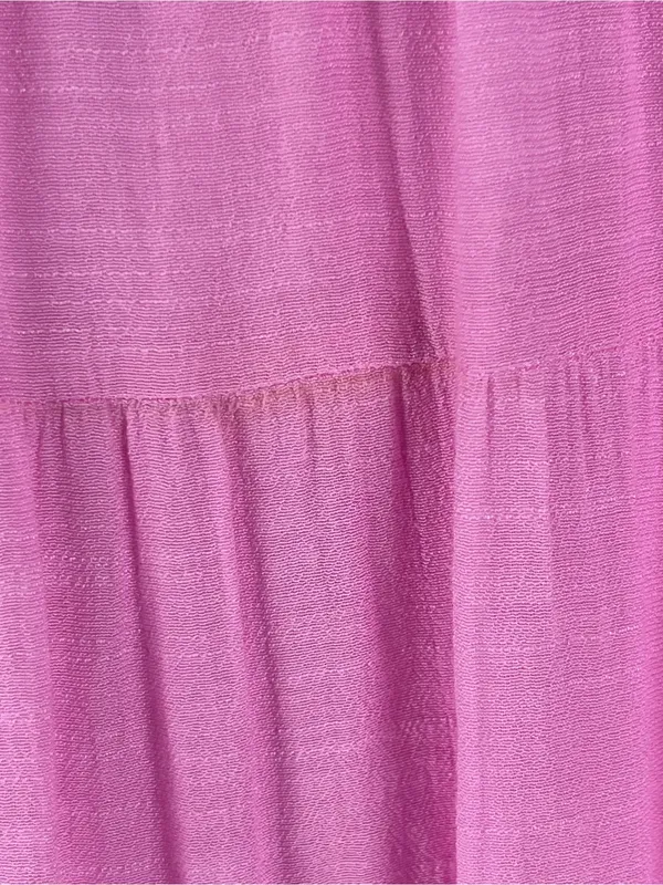ENTRO Pink High Neck Tie Back Sleeveless Pockets Tiered Dress Small Boho Casual - Image 5