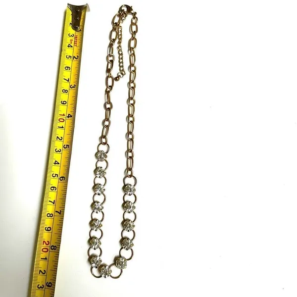 Gold tone rhinestone link necklace - Image 6