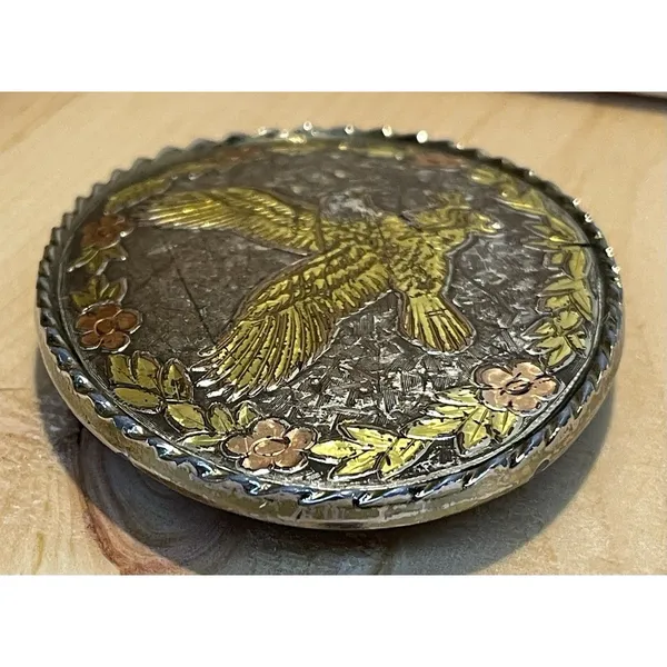Vintage Eagle Belt Buckle Made In USA Mixed Metal Silver Gold Copper Oval - Image 11