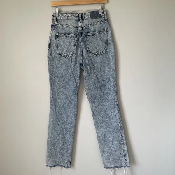 Free People We The Free Straight Leg Denim Jeans Blue Distressed Women's Size 28 - Image 2