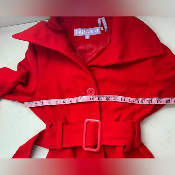 Lamasini Women's Vibrant Red Trench Coat - Image 12