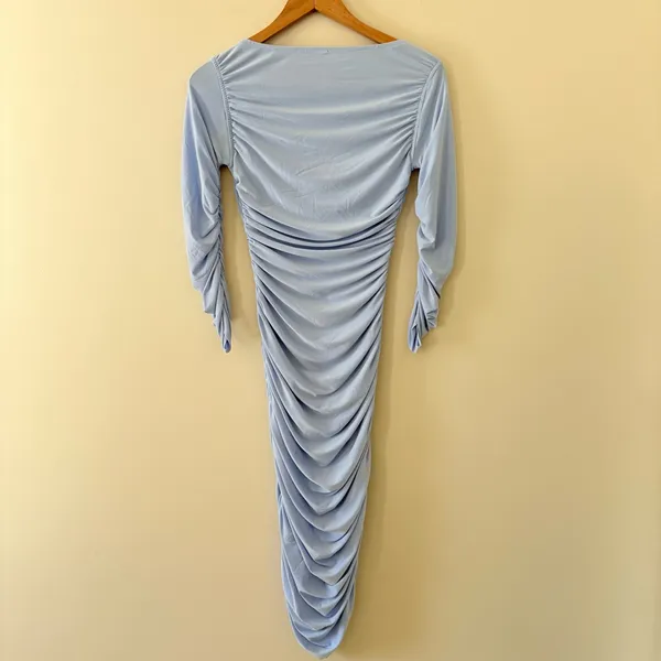 Norma Kamali‎ x Revolve Tara Dress Ruched Bodycon Off the Shoulder blue size XS - Image 9
