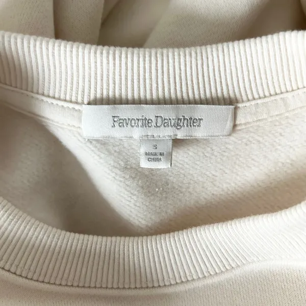 Favorite Daughter Heart Logo Collegiate Sweatshirt Cotton Blend Cream Size Small - Image 4