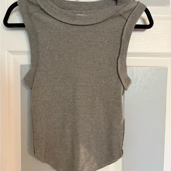 We The Free Late Sleeveless Ribbed Tank Top - Gray - Image 2