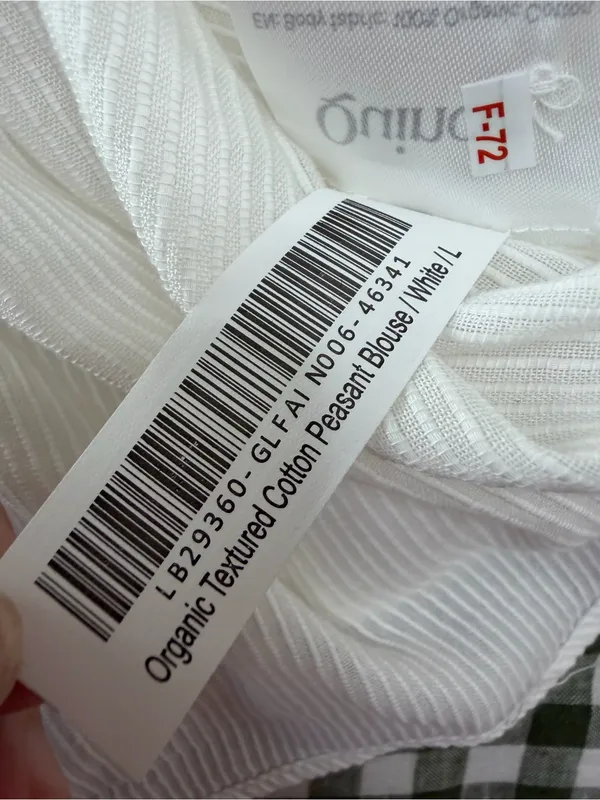 Quince Organic Textured Cotton Peasant Blouse in White size Large $158 - Image 10