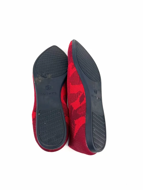 ROTHY’S Red Camo Knit Point Toe Slip On Limited Edition Ballet Flat Casual Shoes - Image 5