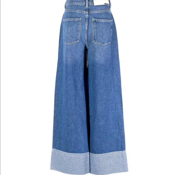 DL1961 Classic Wide Leg Cuffed Palazzo Denim Jeans 25 - Image 2