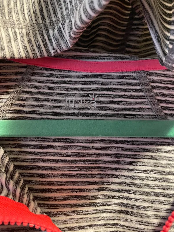 lukka Gray Striped Hooded Utility Jacket with Pink Trim - Image 2