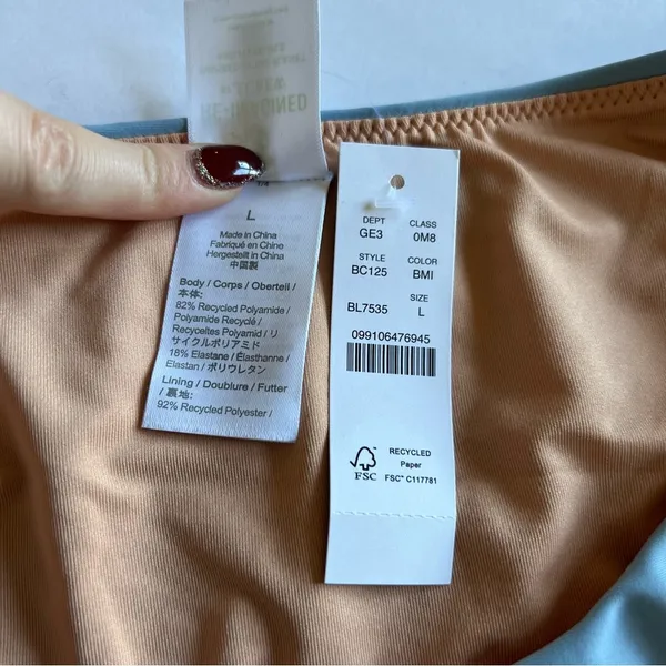 J Crew Curved Waist Cheeky Bikini Bottoms in Mist Blue Size L New - Image 6