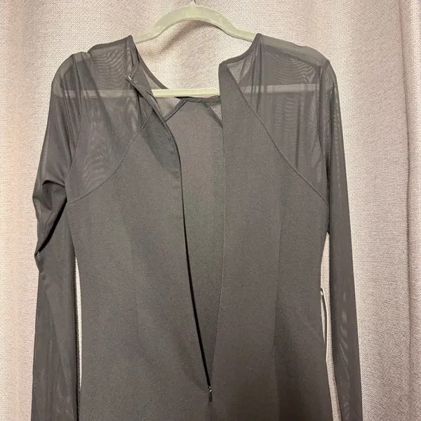 Dolan Anthropologie Dress Womens S Black NWT Mesh Yoke Long Sleeve Midi Slit - Image 7