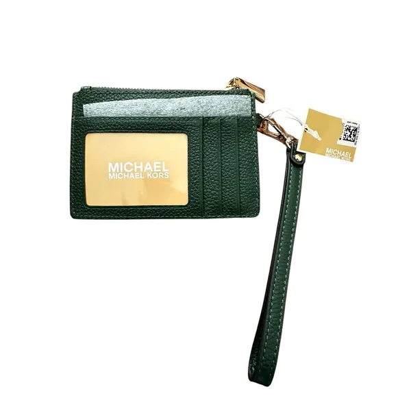 MICHAEL MICHAEL KORS Small Leather Card Holder Wristlet Green NEW NWT - Image 4