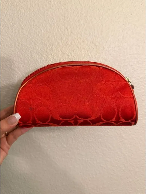 Reddish Orange Estée Lauder X Coach Makeup Bag 2010 - Image 2