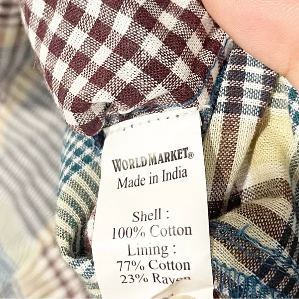WORLD MARKET Size Small/Medium Plaid Ruffle‎ PATCHWORK TOP NEW - Image 4