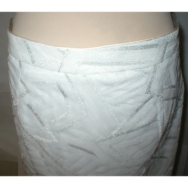 New NWT Womens Piperlime Collection White Silver Sequins Skirt S Small Party - Image 5