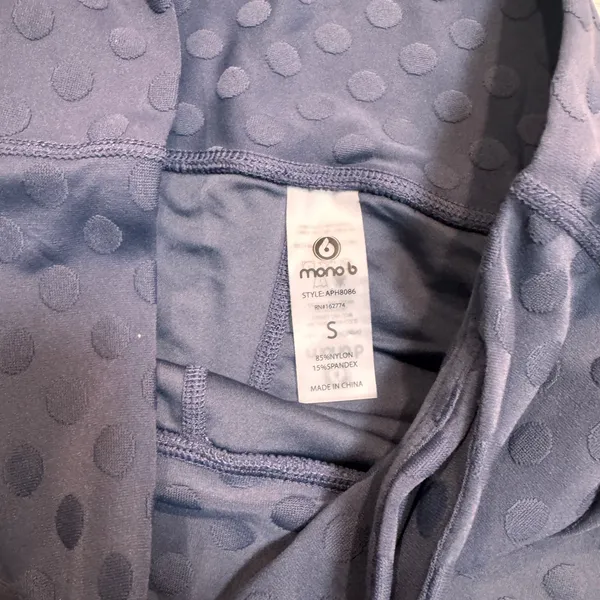 Mono B Women's Activewear Biker Shorts Blue Polka Dot High Waist Size‎ Small S - Image 3