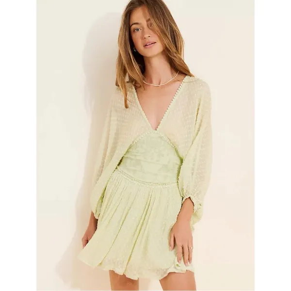 Free People Bohemian Ethereal Cottage Sweet Dreams Mini Dress Frozen Dew Large - Image 15