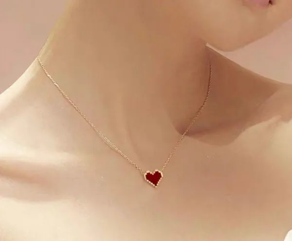 18K Gold Plated Red Heart Pendant Necklace for Women - Image 6