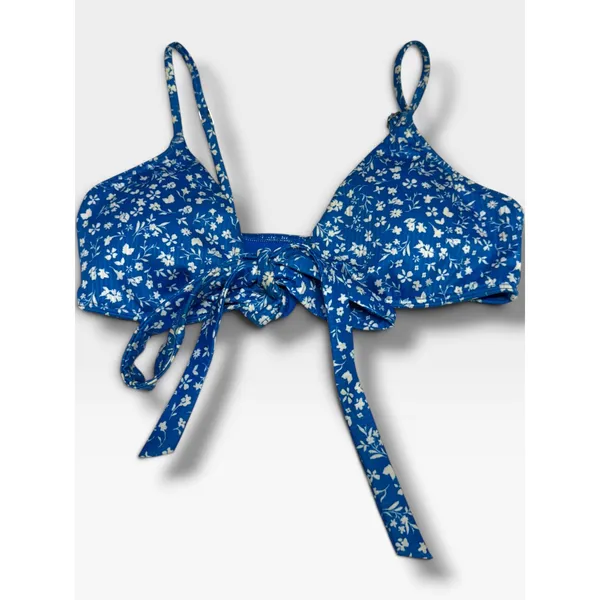 Hollister Small Blue White Ditsy Floral Tie Front Bikini Swim Top - Image 2