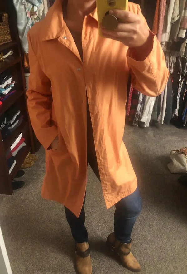 Gap VINTAGE 90’s Peach Rain Coat Long Jacket TRENCH - Image 2