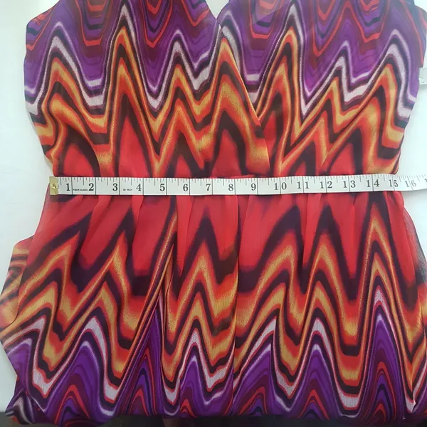Bisou Bisou Dress Sz 12 Maxi Halter Chevron Bohemian Boho Retro Hipster Festival - Image 12